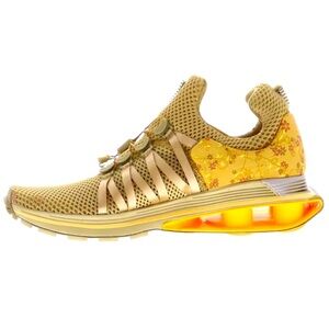 NIKE | Women Metallic Gold Shox Gravity Floral 
 Knit Mesh Sneaker Shoe size 9.5